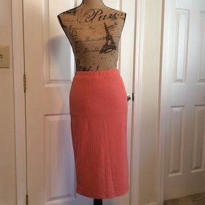 Leith stretchy long midi pencil skirt peach coral women’s size M Spring Summer
